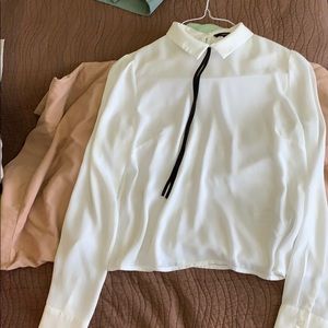 White polyester long sleeve fashion top
